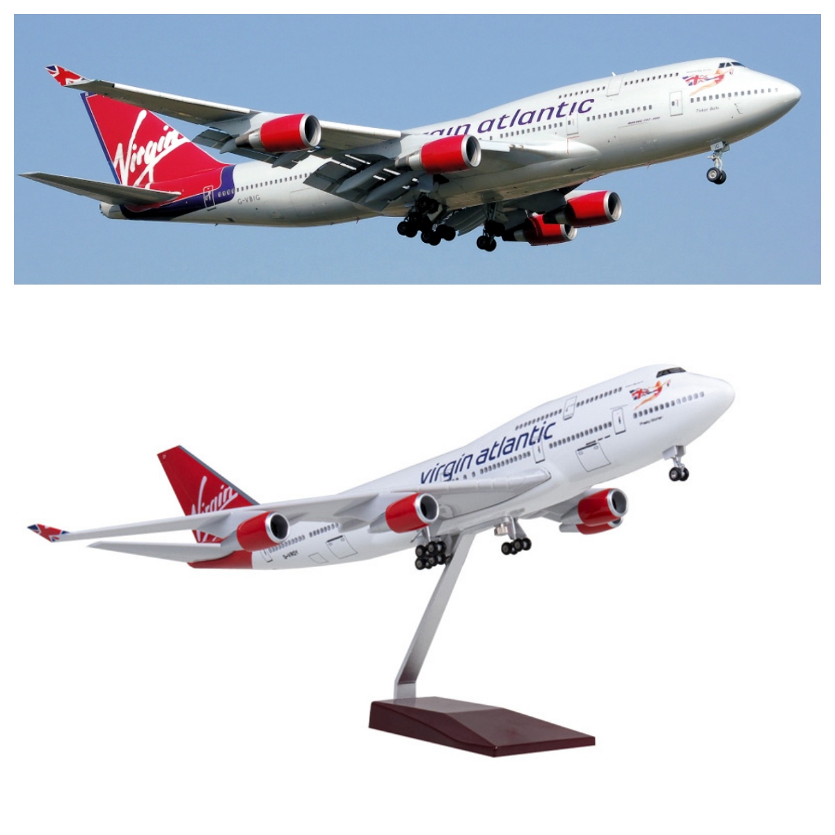 Model Airplane Plastic - نموذج طائرة فيرجن أتلانتيك B747 بطول