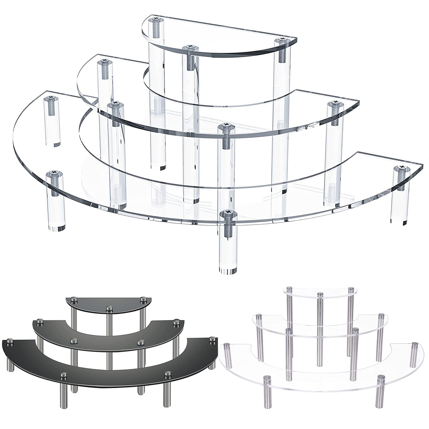 Pop Display Shelf - 3-Tier أكريليك مستدير كب كيك حلوي